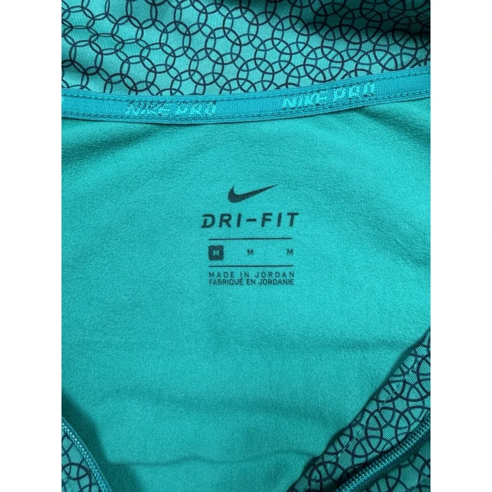 Nike Pro Pullover Men's Medium Blue Geometric All-Over Print Long Sleeve 1/4 Zip